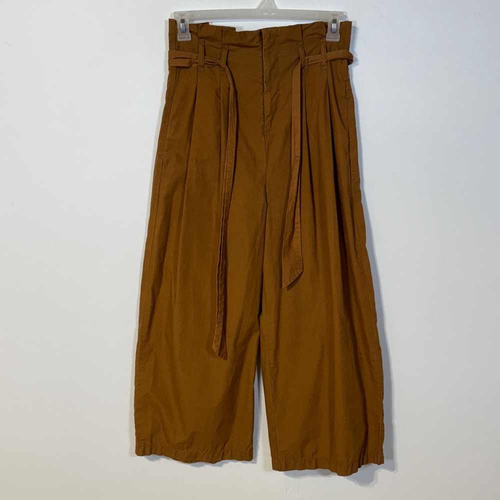 Kimchi Blue Simone Paperbag Pants Women's Size 4 Brown Pockets Wide Leg Cropped - Picture 3 of 13